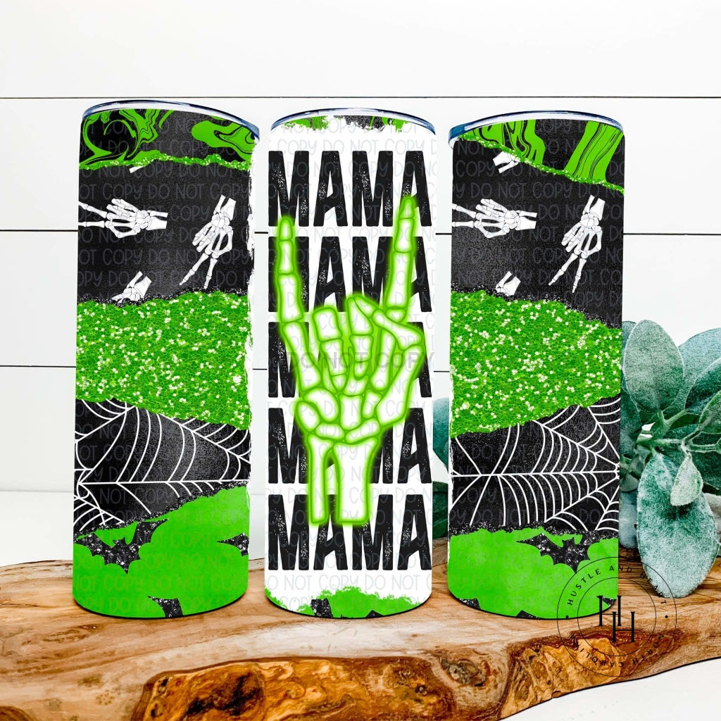 Mama Neon Green Skeleton Completed 20Oz Skinny Tumbler Sublimation