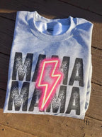Mama Neon Pink Lightning Bolt Graphic Tee - Merch Girls