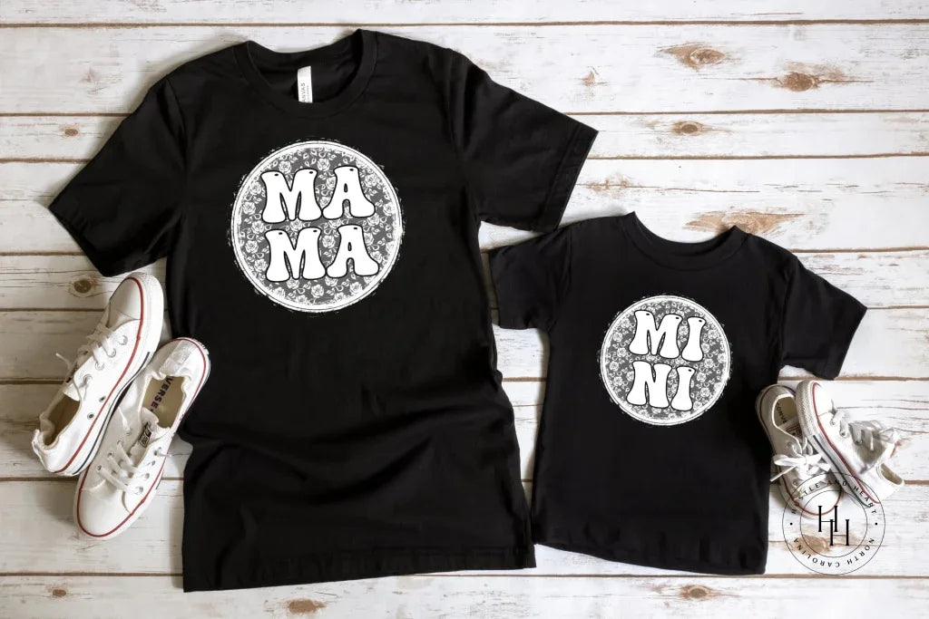 Mama/Mini Faux White Floral Lace Graphic Tee - Merch Girls