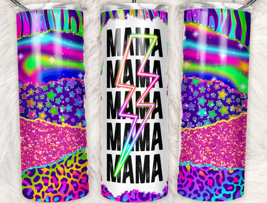 Stacked Mama Neon Mixed Media Completed 20oz Skinny Tumbler