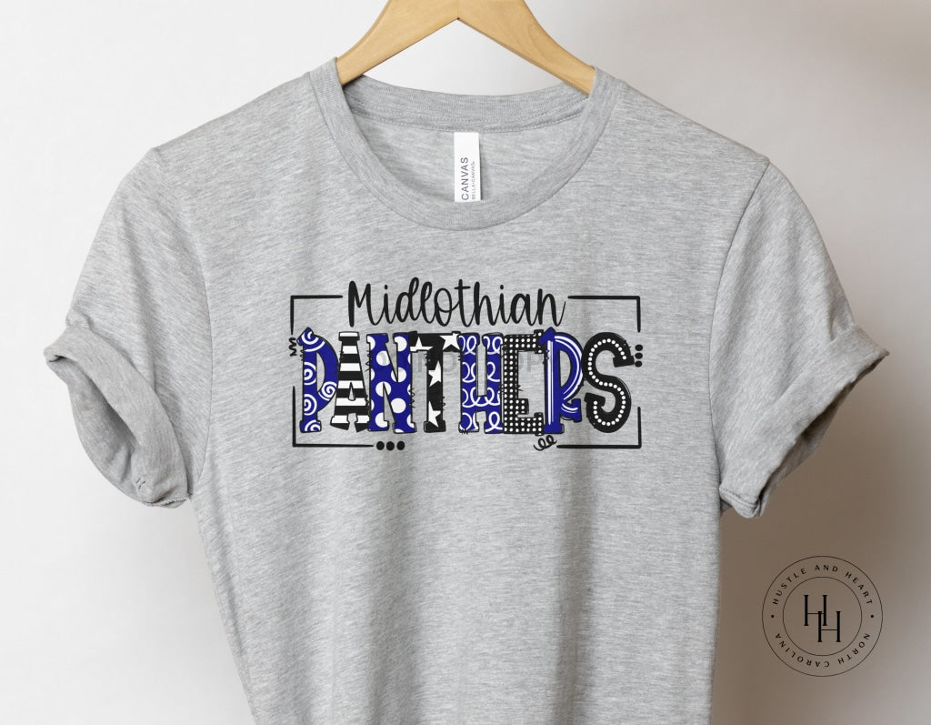 Midlothian Panthers Doodle Graphic Tee Youth Small / Unisex Crew Neck