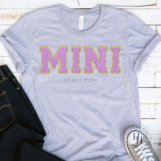 Mini Lilac/gold Faux Chenille Letters Graphic Tee