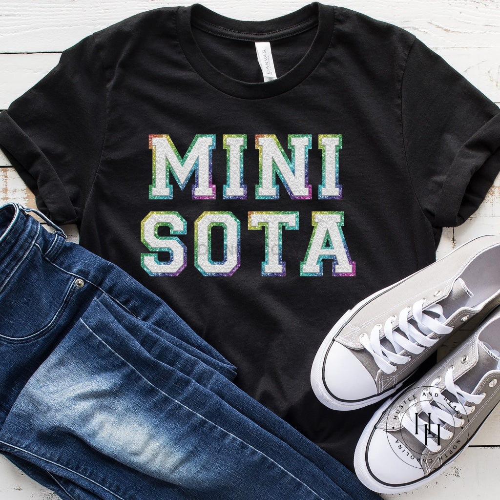Mini Sota White/rainbow Faux Chenille Letters Graphic Tee
