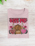 KISS ME Highland Cow Valentine's Day Graphic Tee - Merch Girls