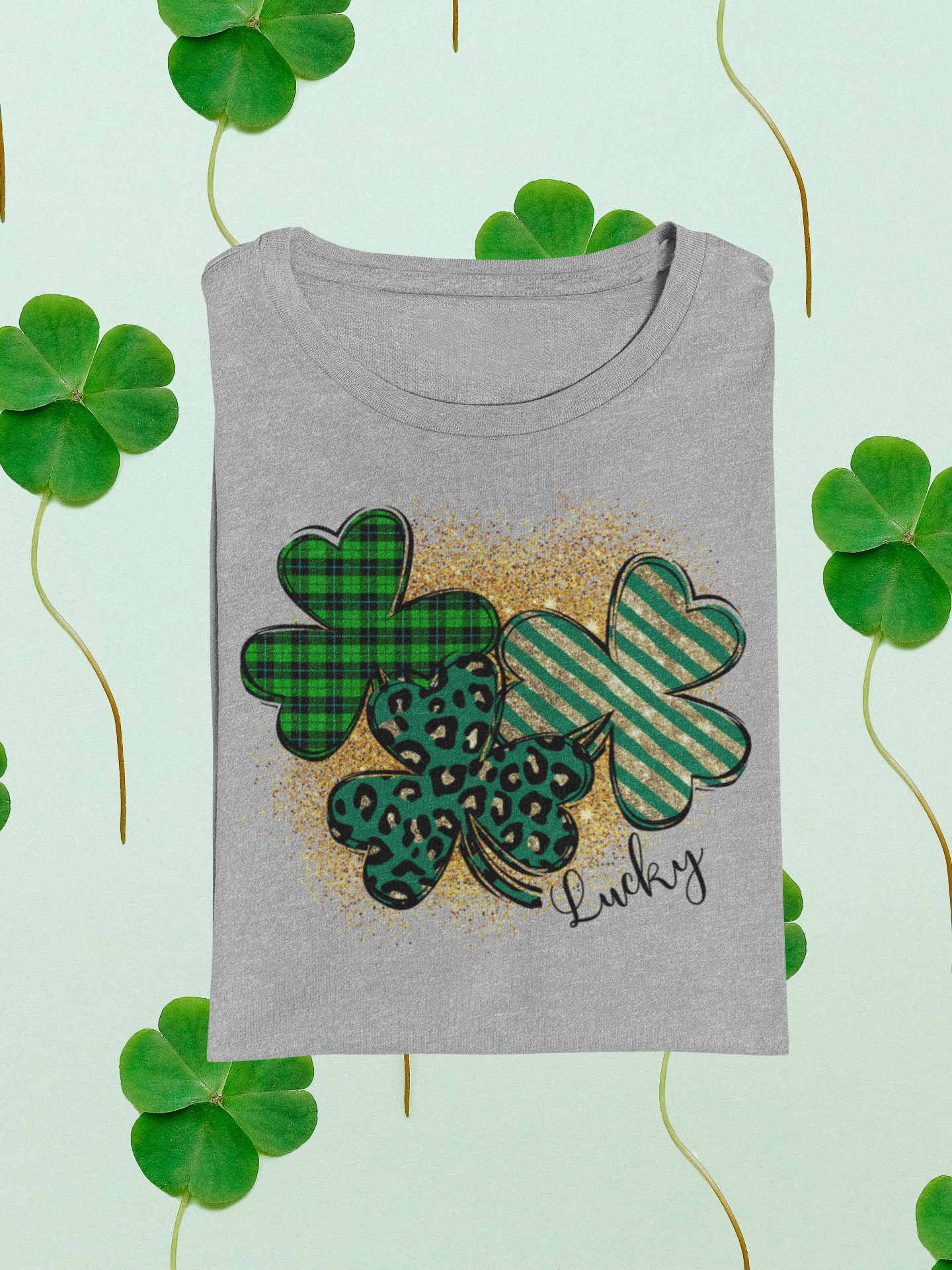 Extra Lucky Shamrock Trio St Patricks Graphic Tee