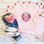Mixed Valentine's Trio Monogram Graphic Tee - Merch Girls
