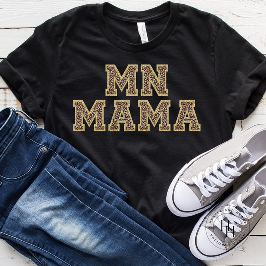 Mn Mama Black Faux Chenille Letters Graphic Tee