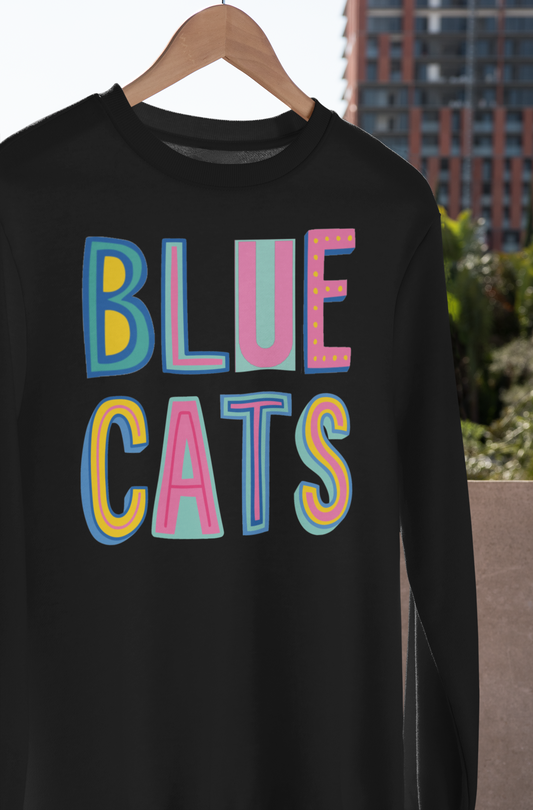 Blue Cats Colorful Graphic Tee
