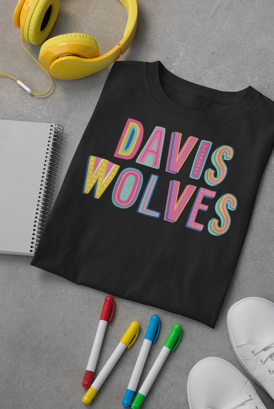 Davis Wolves Colorful Graphic Tee