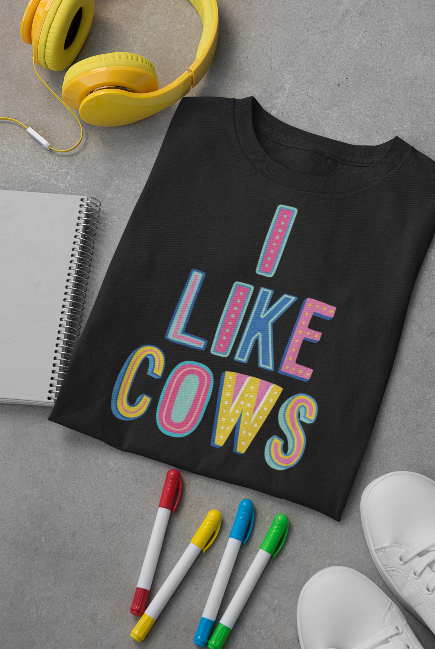 I Like Cows Colorful Graphic Tee