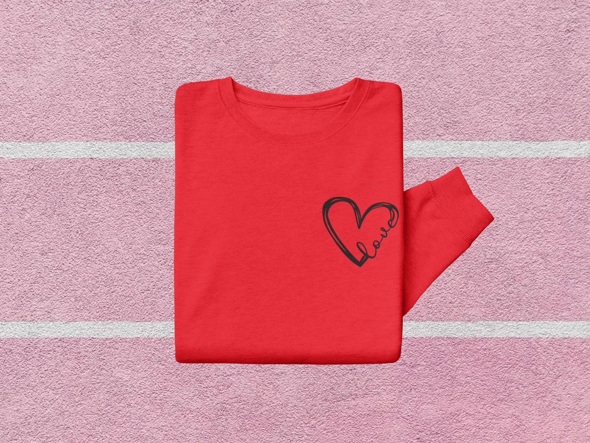 Doodle Heart Love Pocket Placement Valentine's Day Graphic Tee or Sweatshirt - Merch Girls