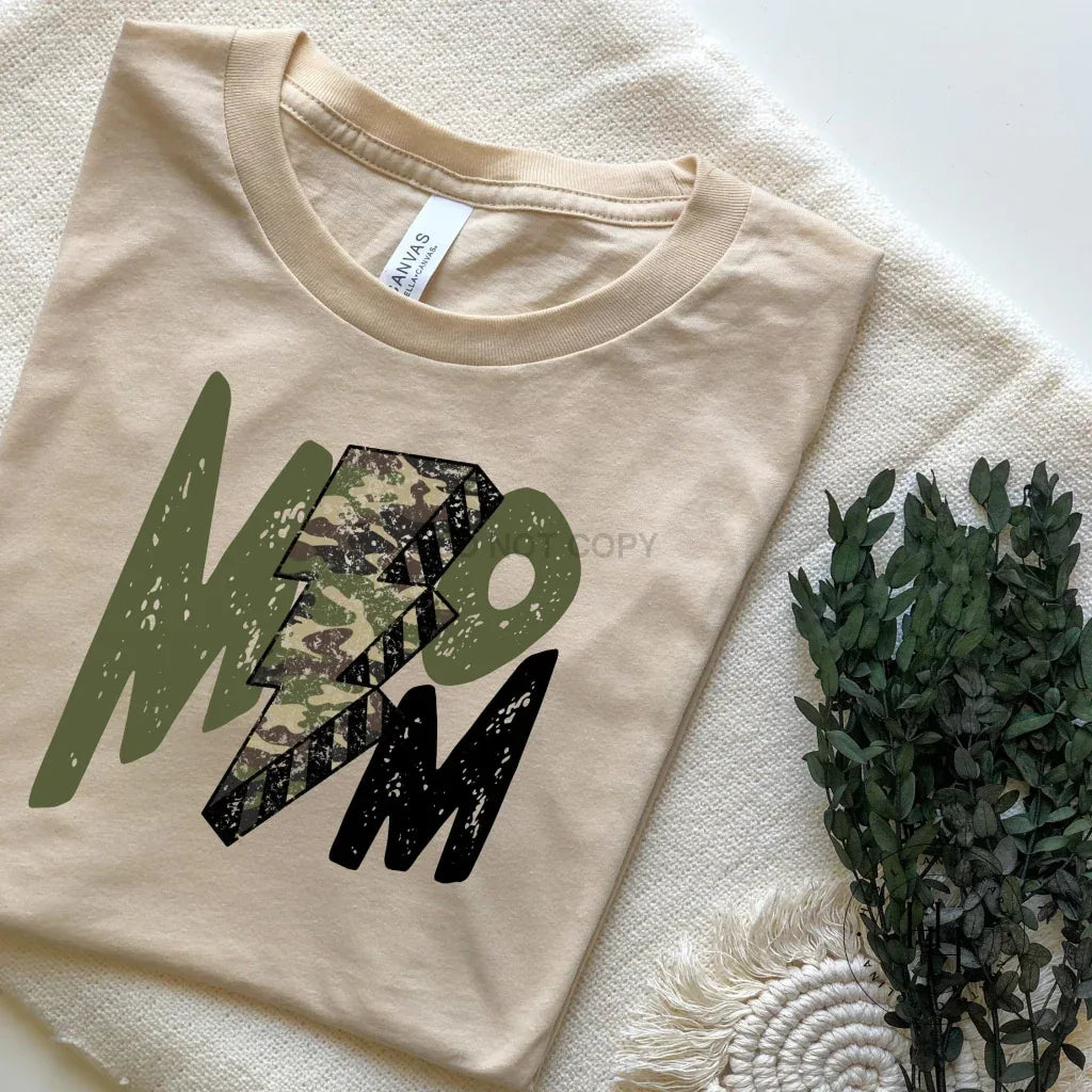 Mom Camo Lightning Bolt Graphic Tee - Merch Girls