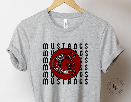 Mustangs Tcms Repeating Mascot Graphic Tee Youth Small / Unisex Shirt