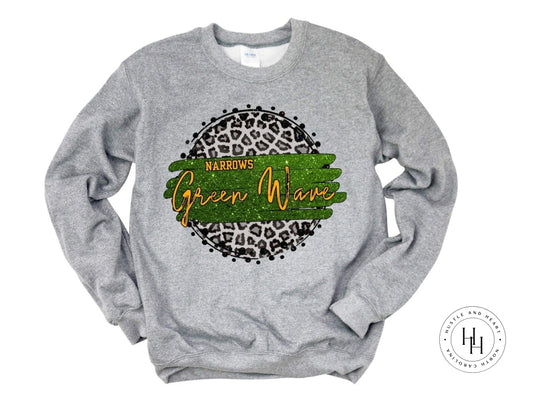 Narrows Green Wave And Yellow Gold Grey Leopard Graphic Tee Shirt