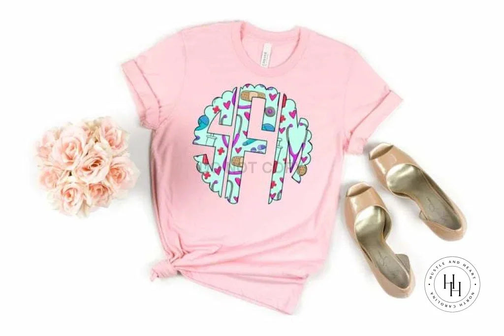 Nurse Doodle Monogram Graphic Tee - Merch Girls