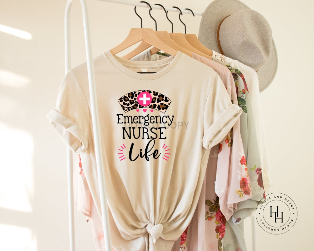 Nurse Life Leopard Hat Graphic Tee Emergency / Youth Large Unisex