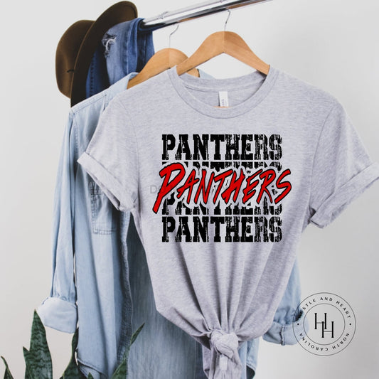 Panthers Red Stacked Mascot Graphic Tee Dtg