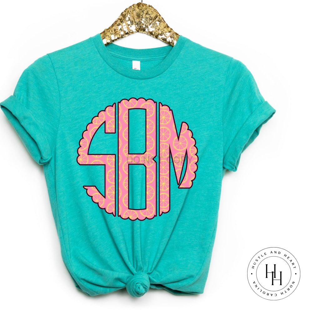 Pink Lemon Slices Monogram Graphic Tee Shirt