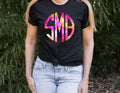 Pink/Orange Swirl Monogram Graphic Tee - Merch Girls