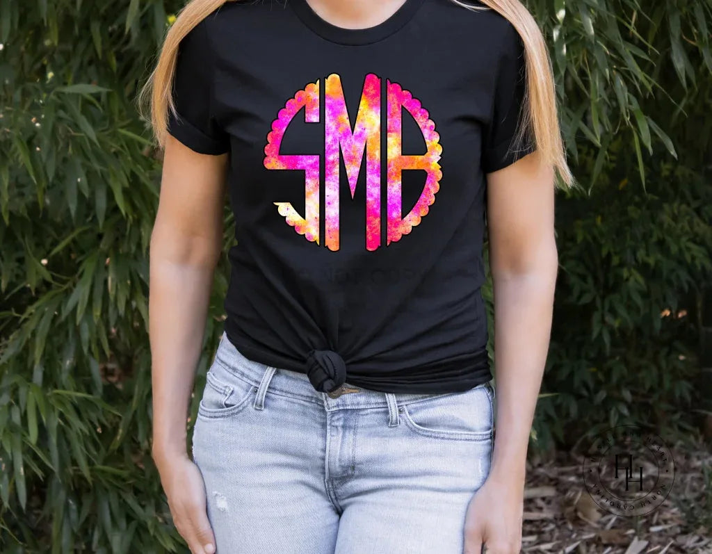 Pink/Orange Swirl Monogram Graphic Tee - Merch Girls