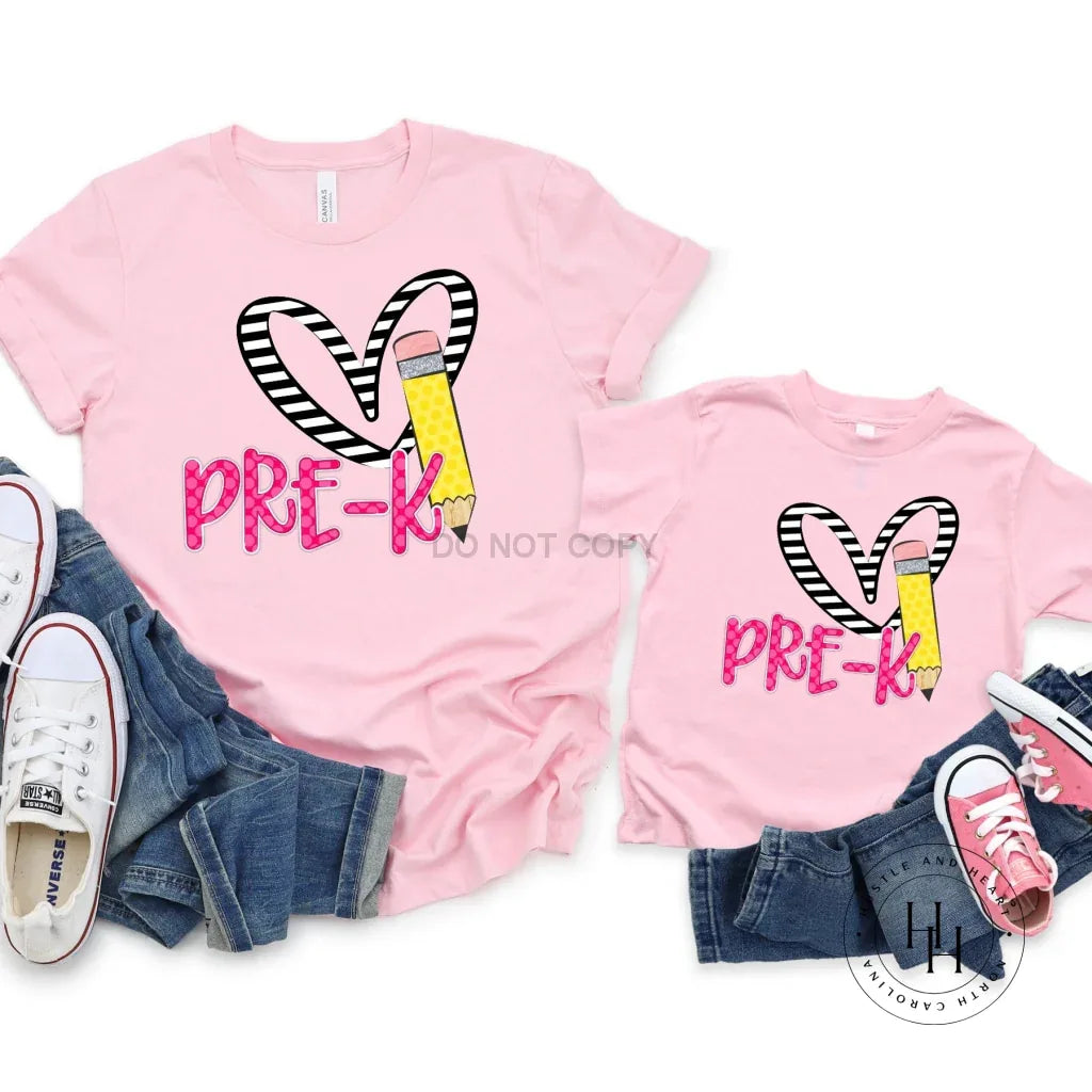 Pre-K Striped Heart Graphic Tee - Merch Girls
