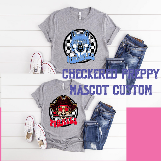 Custom Checkered Preppy Mascot Design Mockup- No Physical Item!
