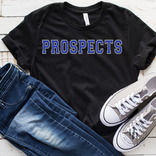 Prospects Blue Faux Chenille Letters Graphic Tee