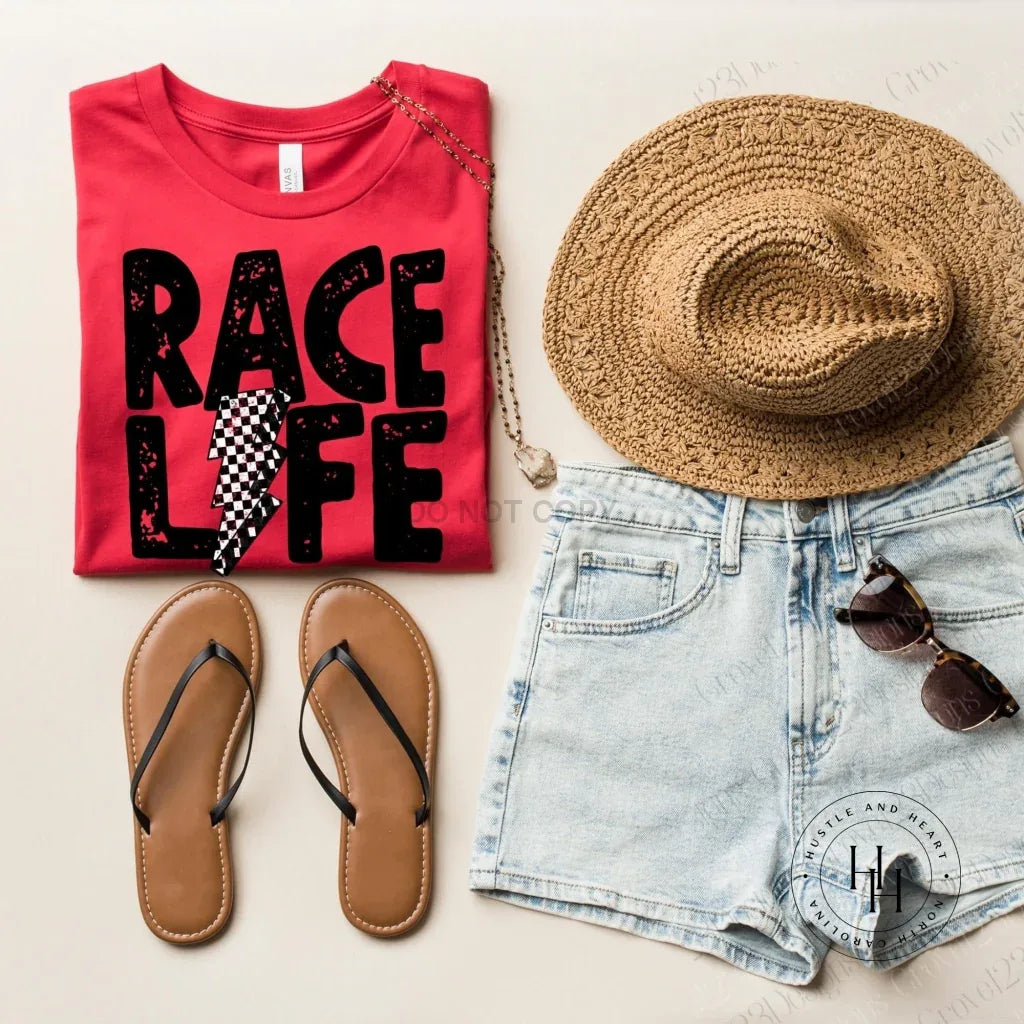 Race Life Black Lightning Bolt Graphic Tee - Merch Girls