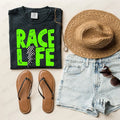 Race Life Lime Green Lightning Bolt Graphic Tee - Merch Girls