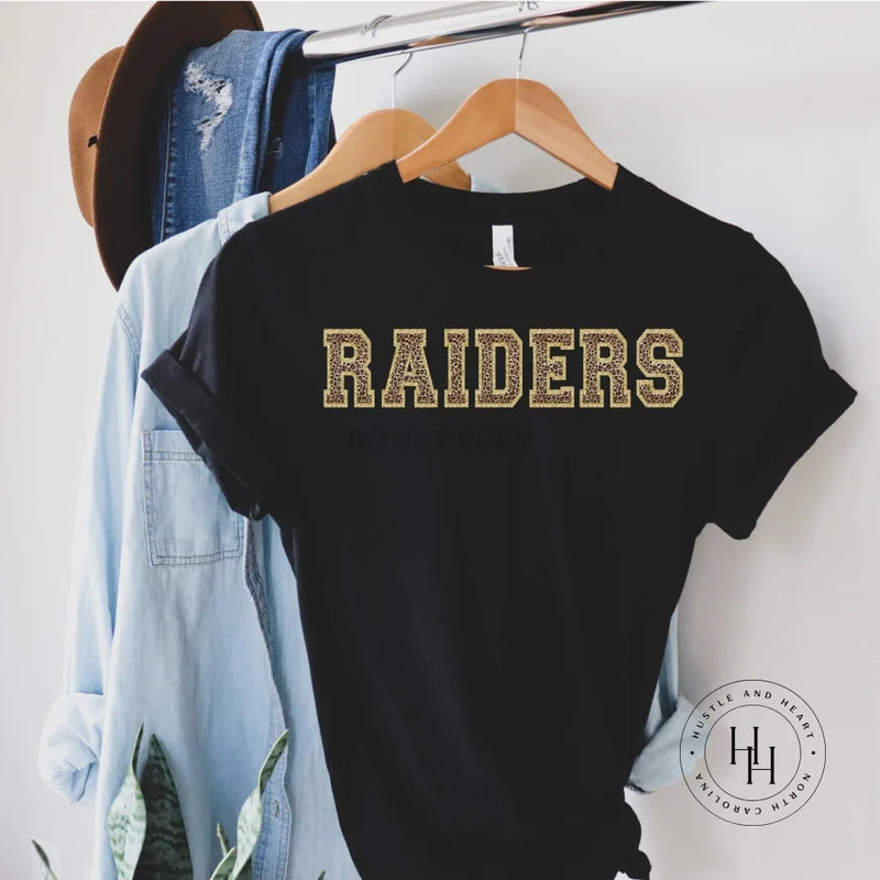 Raiders Leopard Faux Chenille Letters Graphic Tee - Merch Girls