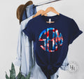 Red White Blue Tie Dye Monogram Graphic Tee - Merch Girls
