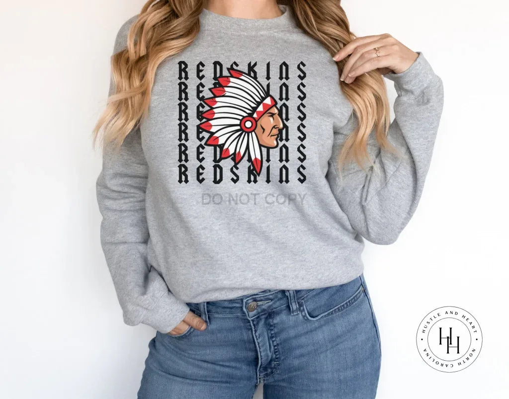 Redskins Repeating Mascot Graphic Tee - Merch Girls