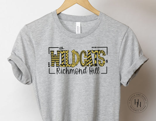 Richmond Hill Wildcats Doodle Graphic Tee Youth Small / Unisex Crew Neck