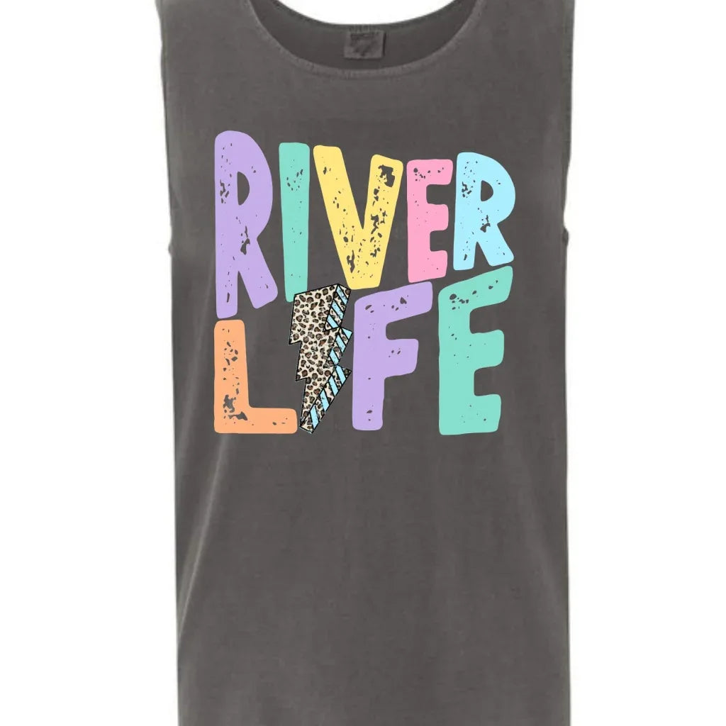 River Life Comfort Color Tank Graphic Tee - Merch Girls