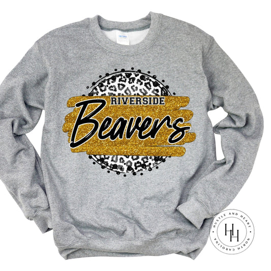 Riverside Beavers Grey Leopard Graphic Tee Shirt