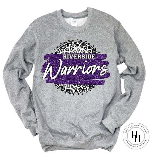 Riverside Warriors Purple Grey Leopard Circle Graphic Tee Shirt