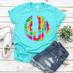Scalloped Tie Dye Monogram Graphic Tee - Merch Girls