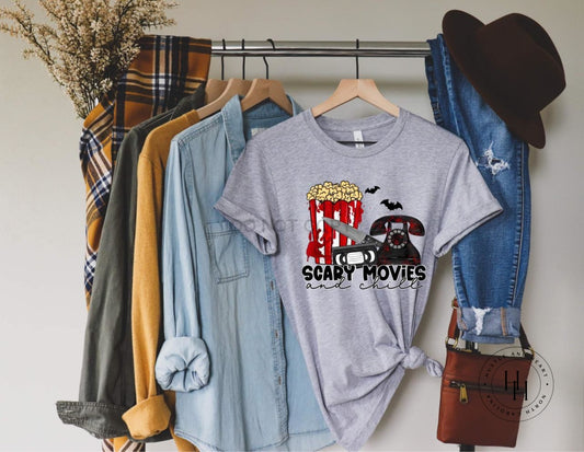 Scary Movies And Chill Graphic Tee Dtg