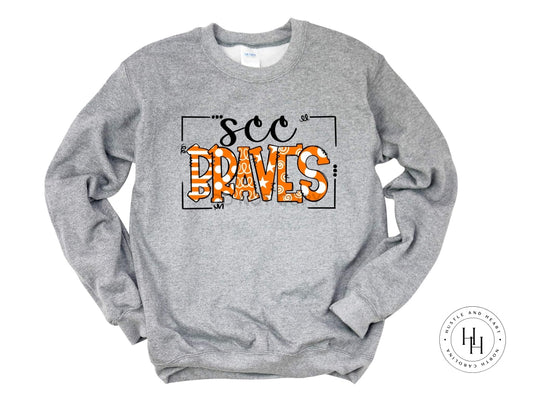 Scc Braves Orange/white Doodle Graphic Tee Unisex