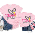 Second Grade Striped Heart Graphic Tee - Merch Girls