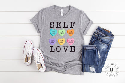 Self Love Conversation Hearts Youth Small / Grey Shirt