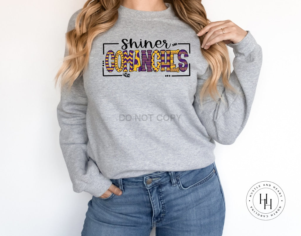 Shiner Comanches Doodle Graphic Tee Unisex Sweatshirt / Youth Small