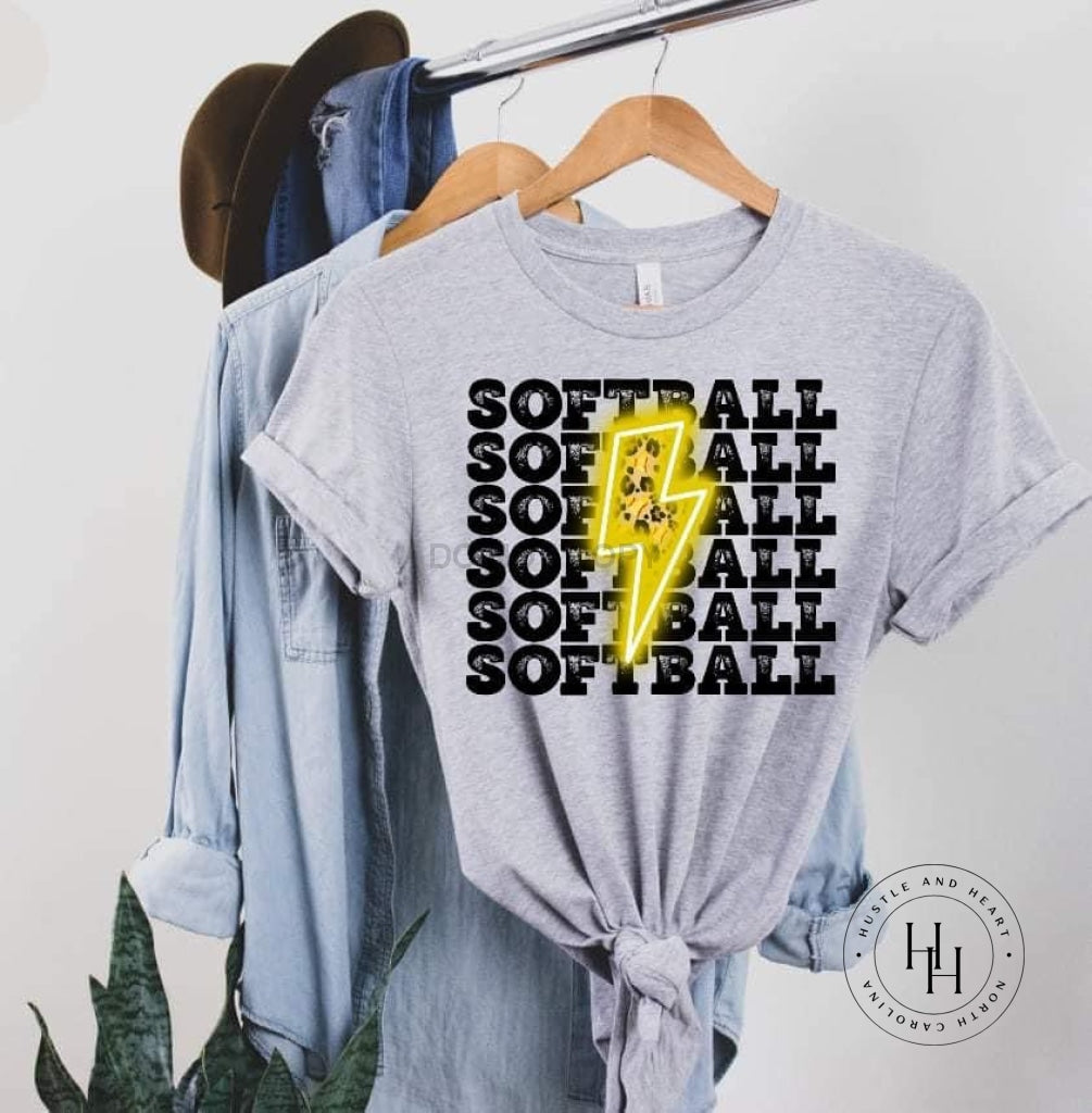 Softball Yellow Neon Lightning Bolt Graphic Tee