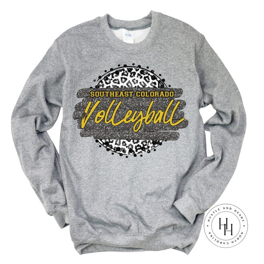 Southeast Colorado Volleyball Grey Leopard Graphic Tee Shirt