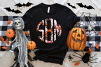 Spooky Halloween Pink brushstroke Monogram Graphic Tee - Merch Girls