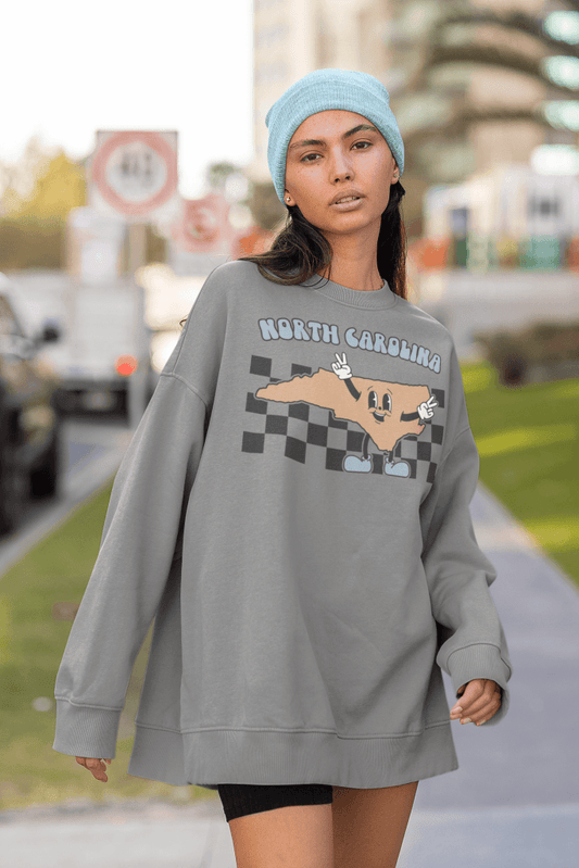 North Carolina Retro Checkered Graphic Sweatshirt Shirt