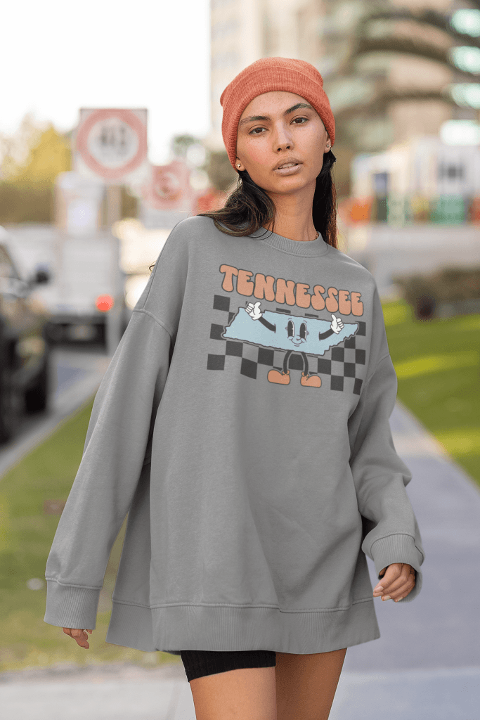 State Retro Checkered Graphic Sweatshirt Small / Gildan Tennessee Shirt