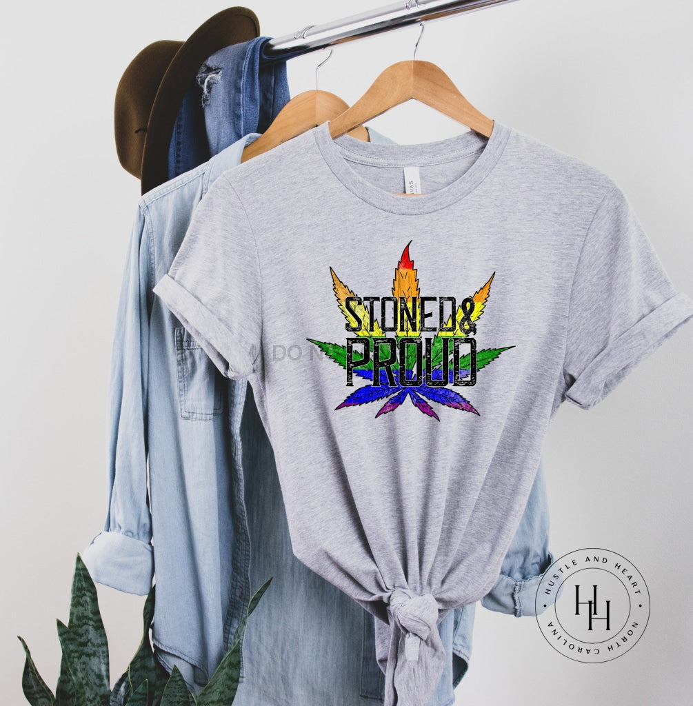 Stoned & Proud Leaf 420 Pride Graphic Tee Dtg