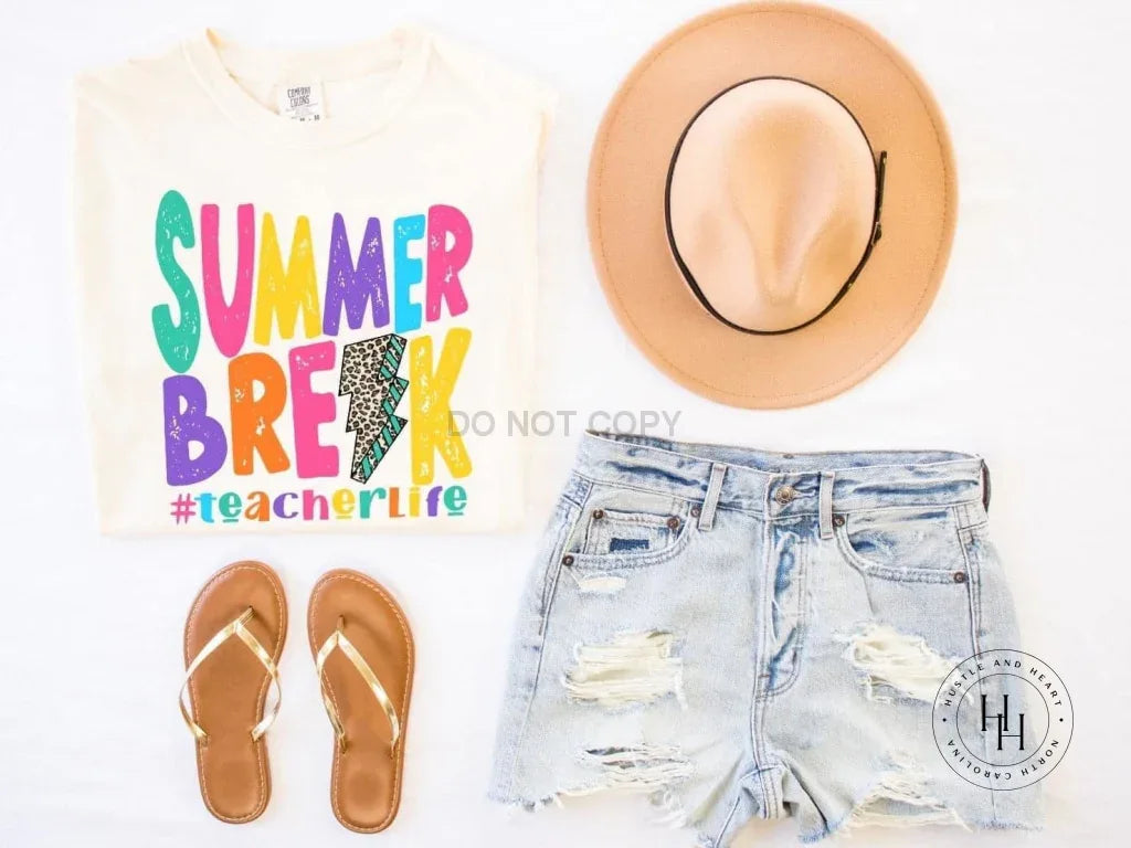 Summer Break Lightning Bolt Graphic Tee - Merch Girls
