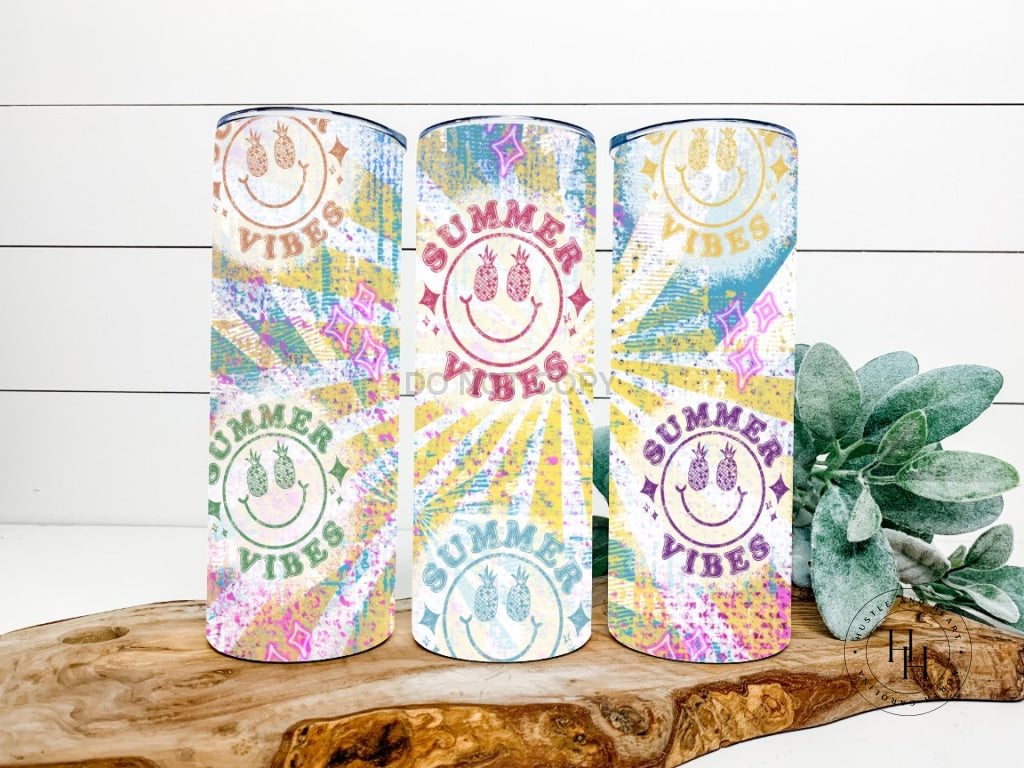 Summer Vibes Smiley Completed 20Oz Skinny Tumbler Sublimation
